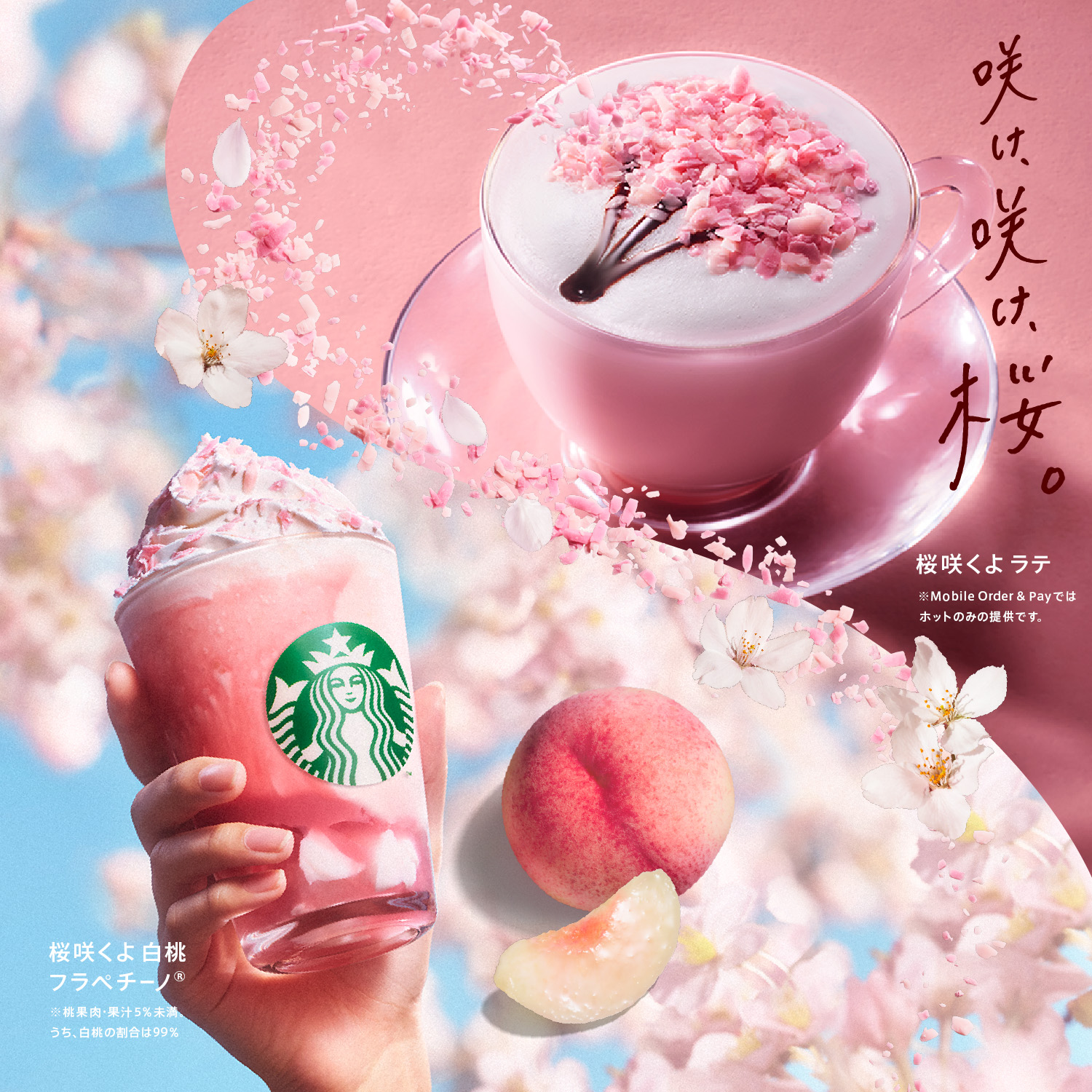 [新商品情報] 桜 咲くよ 白桃 フラペチーノ® / 桜 咲くよ ラテ