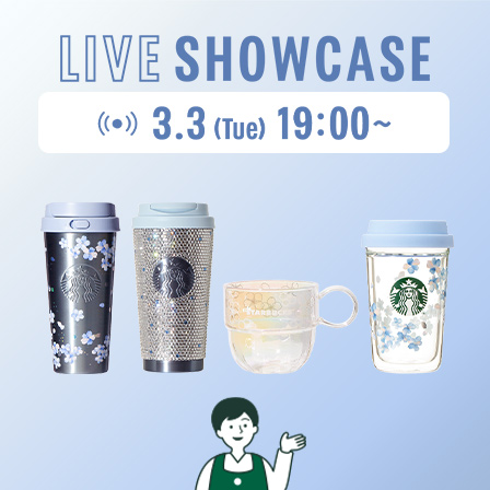 [3.3(Tue)19:00～LIVEスタート] 桜の舞う季節にピッタリなグッズや新作ビバレッジをバリスタがご紹介。